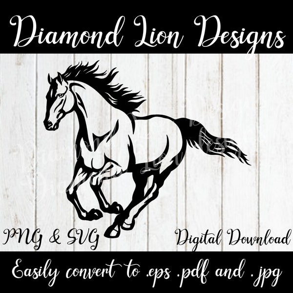 Running Horse︱Quarter Horse︱Thoroughbred︱Horse︱Pony︱Mare︱Stallion︱SVG︱PNG︱Clipart︱Vector︱Instant Download︱Digital︱