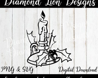 Advent Candle︱Christmas︱Holidays︱Candle︱Holly︱Love︱SVG︱PNG︱Vector︱Clipart︱Instant Download︱Digital︱