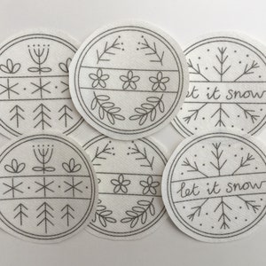 Stick and Stitch Embroidery Transfers / Festive Folk Art Patches / Scandi Christmas Decorations Patterns