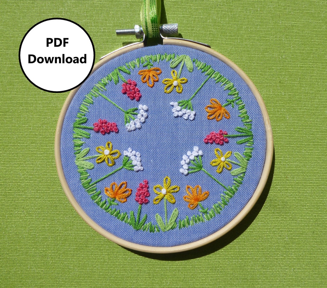 Flowers Embroidery Pattern Instant Download PDF Embroidery Pattern
