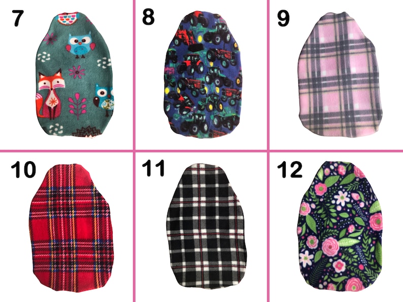 May include: Twelve different fabric swatches in various patterns and colors. The swatches are arranged in two rows of six, with numbers 7 through 12 labeling each swatch.