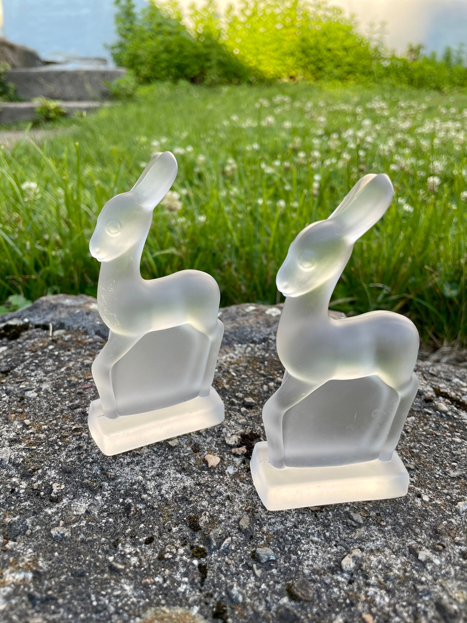 Vintage Frosted glass Deer pair figurines good condition no Etsy