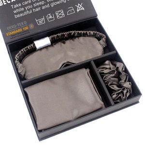 100% zijde kussensloop Scrunchies oogmasker cadeauset voor haar en huid 19 mm | Kussensloophoes 100% pure moerbei, onzichtbare ritssluiting Standaard