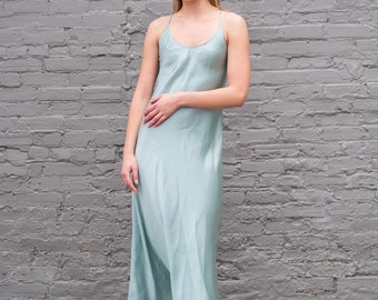 Mulberry Silk Maxi Slip Dress | Low Back Evening Gown