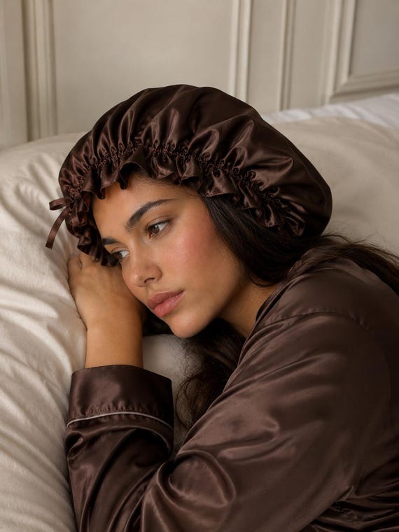 Mulberry Silk Bonnet: Adjustable Hair Care Cap - Etsy Israel display picture 1
