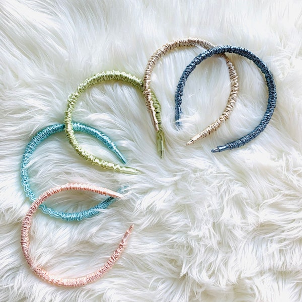 Fasce per capelli stile Scrunchie in pura seta al 100% / fasce per capelli in seta sottile da 19 mm / accessori per capelli di lusso in vera seta / seta per capelli / regalo