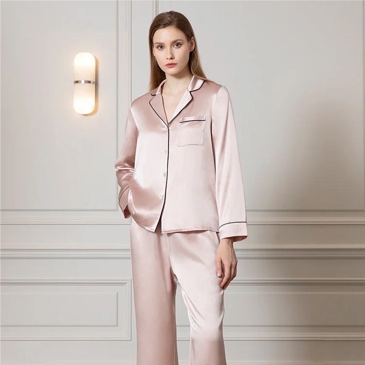 Silk Pajamas Set Silk Pajamas Women Long Sleeve Loungewear Women