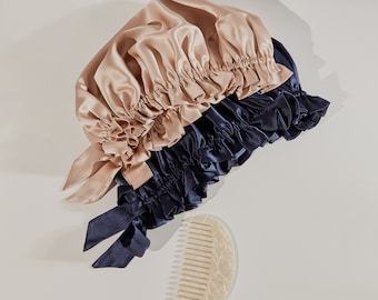 100% Mulberry Silk Caps | Silk Bonnets | Hair care | Beauty | Silk Turban - Double Layered Long Tie