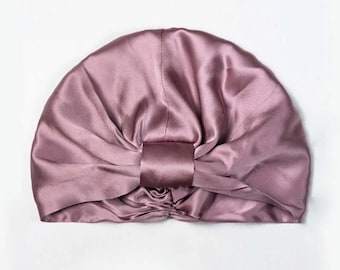 100% Mulberry Silk Caps | Silk Bonnets | Hair care | Beauty | Silk Turban- Sleep Hair Caps- Gifts for her- Womens turban pure silk bow style