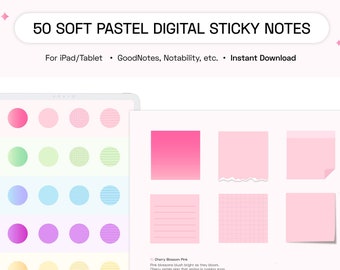 Pastel Digital Sticky Notes & Stickers for iPad/Tablet | GoodNotes, Notability, Xodo | GoodNotes Sticker Book | Instant Download| Minimalist