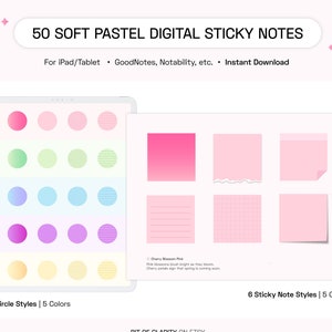 Pastel Digital Sticky Notes & Stickers for iPad/Tablet GoodNotes, Notability, Xodo GoodNotes Sticker Book Instant Download Minimalist image 1