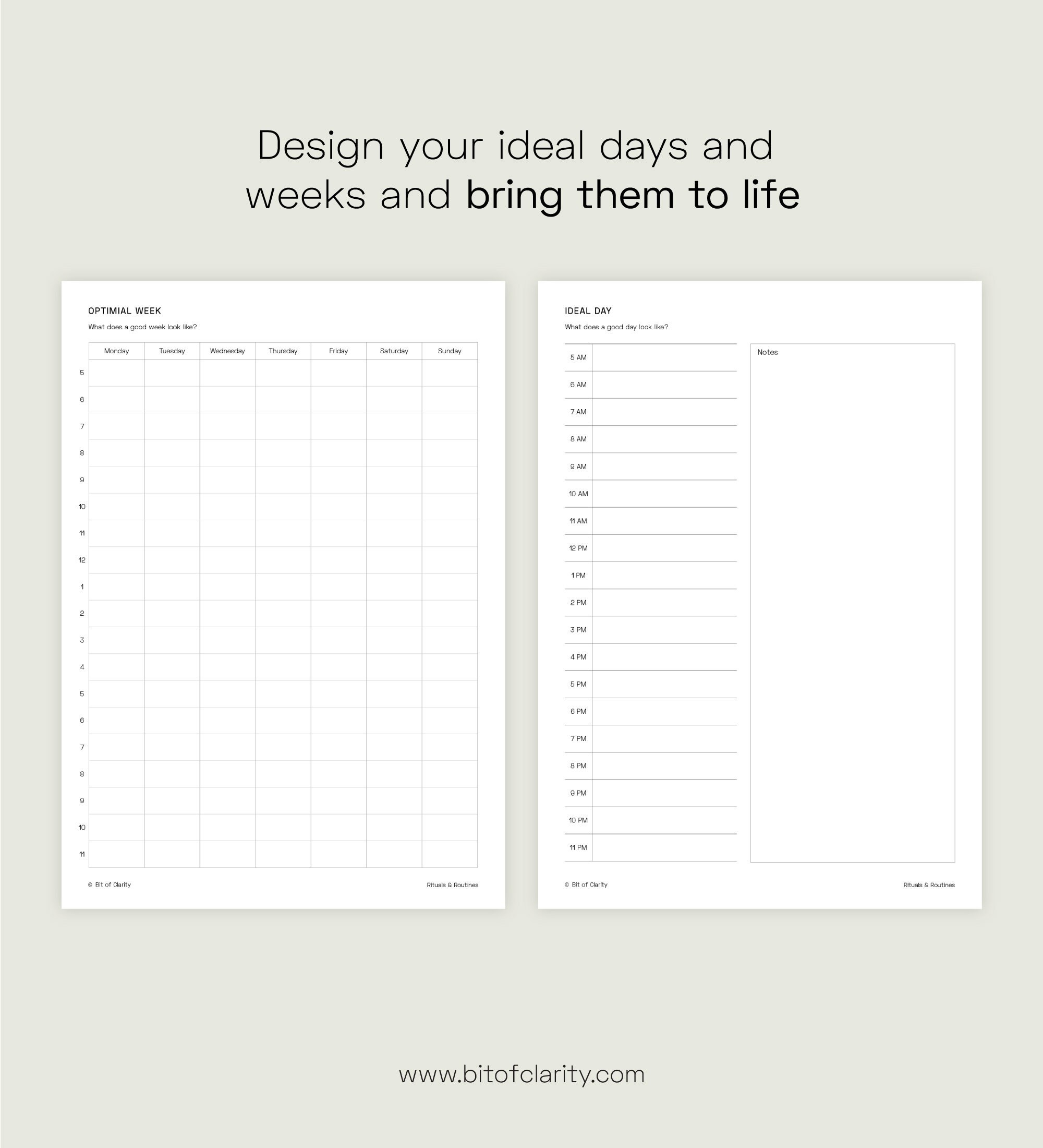 Daily Routine & Ritual Planner Printable Pack, A4 and Letter, Morning ...