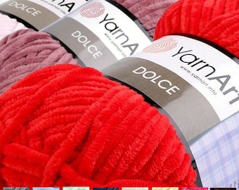 Chenille DOLCE Wool Plush Cuddly Wool Velvety Knitting, Crochet Yarn 100g 120 m