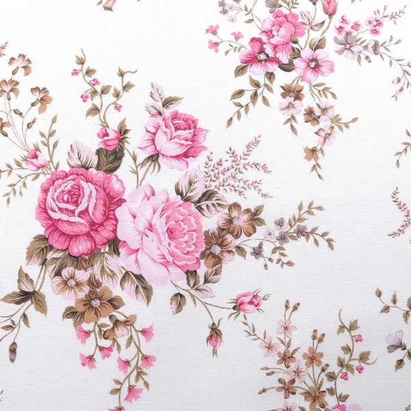 50 cm x 140 cm Decorative Fabric Rose Pattern Natural Pink Cotton Polyester Fabric By the Meter Vintage Chabby Chick Country House Curtain Fabric Deco Fabric