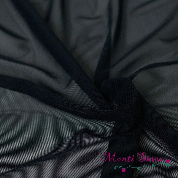 Tissu maille bi-élastique noir 50 cm x 150 cm pour robes de soirée sport danse, vendu au mètre, tissu maille fine élastique