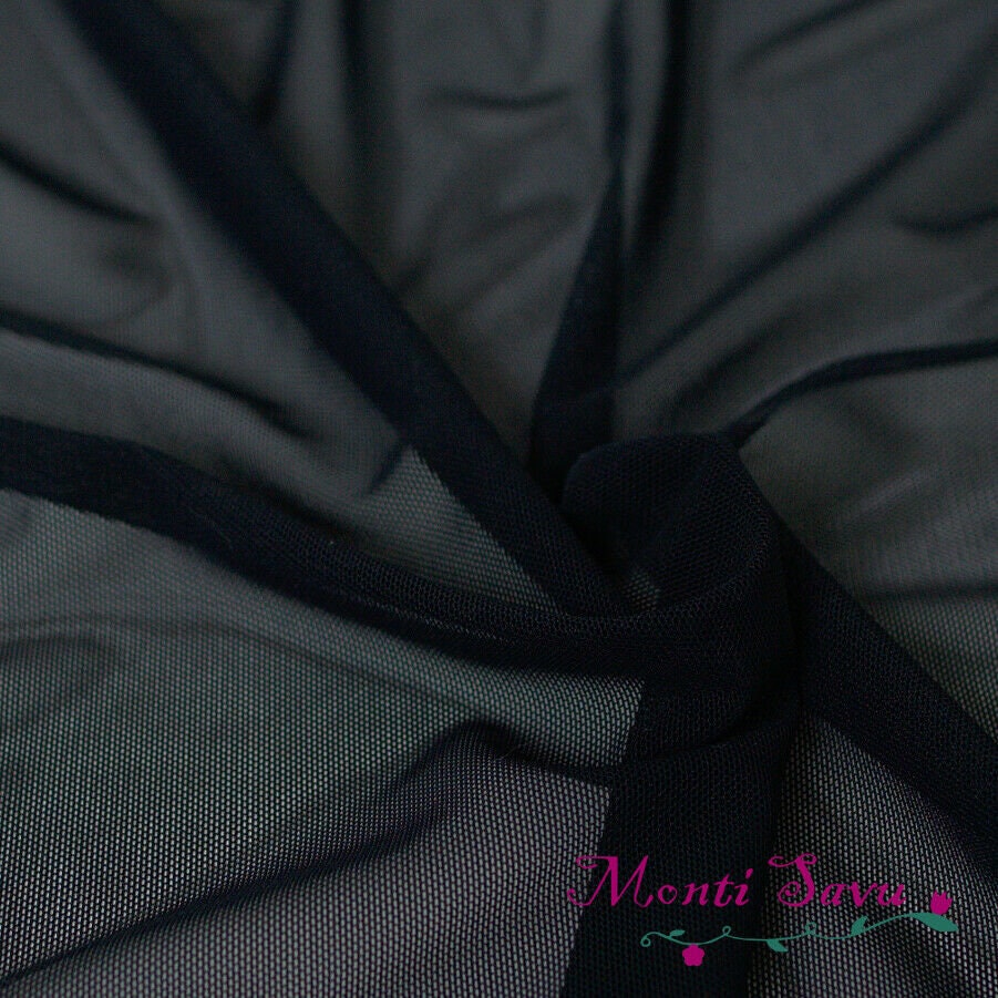 Black Nylon Power Mesh Fabric by the Yard, Soft Sheer Drape Mesh Fabric,  Stretch Mesh Fabric, Performance Mesh Fabric Style 454 