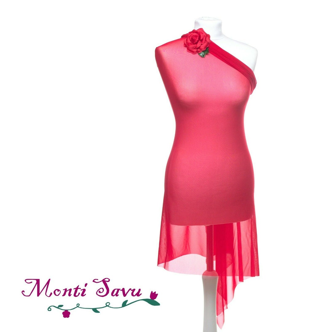 50 Cm X 150 Cm Mesh Red Bielastic Fabric for Dance Sports Evening