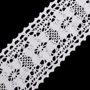 2 meters bobbin lace white 50 mm wide cotton decorative ribbon