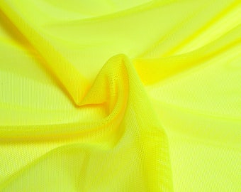 50cm x 150cm Mesh Yellow Bi-Elastic Fabric for Dance Sports Evening Dresses Meterware Fine Elastic Mesh Fabric