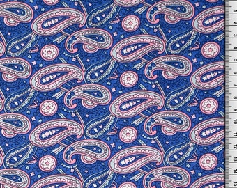 50 cm x 142 cm Baumwolle Blau Paisley Baumwollstoff Stoff Meterware