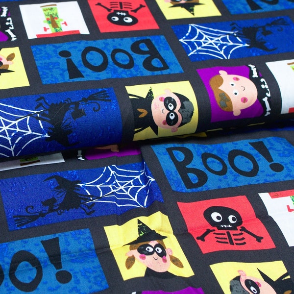 0.5 Meter Cotton Fabric Meterware Kids Print Popeline Skull Witch Kids Fabric Carnival Halloween