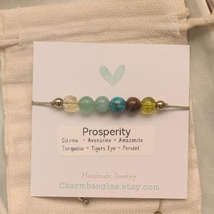 Prosperity and Wealth Crystal Bracelet, Citrine,  Avenurine, Tigers Eye, Amazonite, Turquoise, Peridot, Success Gemstone Bracelet, Abundance