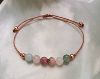 Fertility Bracelet, Pregnancy Crystal Gemstone Bracelet, Rhodonite, Moonstone, Rose Quartz, Jasper, Avenurine, Aquamarine