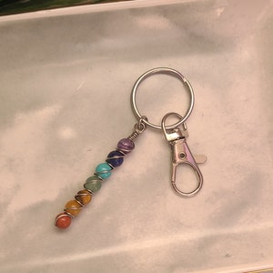 7 Chakra Necklace, Wire wrapped Chakra Necklace, Drop Pendent Chakra Stone Necklace,  Chakra Keychain