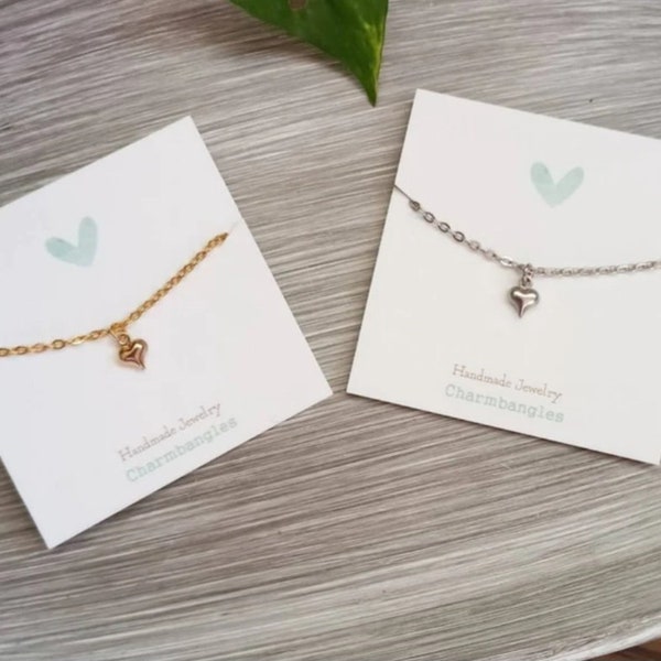 Friendship Necklaces, Matching necklaces, Set of 2 Necklaces, Tiny Heart Necklace,  Sister Necklaces,  Valentine's Day Gift