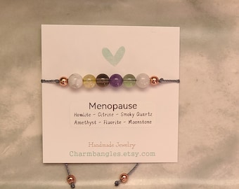 Menopause Crystal Bracelet, PMS Bracelet, Emotional Support, Moonstone, Smoky Quartz, Fluorite, Howlite, Amethyst, Citrine, Perimenopause