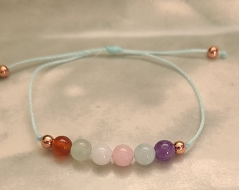 Fertility Crystal Bracelet, Healthy Pregnancy Gemstone Bracelet, Hormone Balancing,  Amethyst, Moonstone, Rose Quartz, Carnelian, Avenurine
