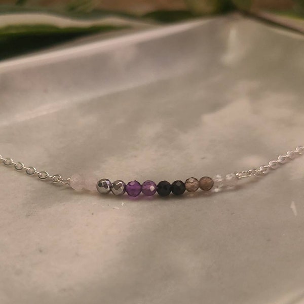 Empath Protection Crystal Necklace, Protection Crystal Bracelet, Black Tourmaline, Amethyst, Rose Quartz, Smoky Quartz, Hematite