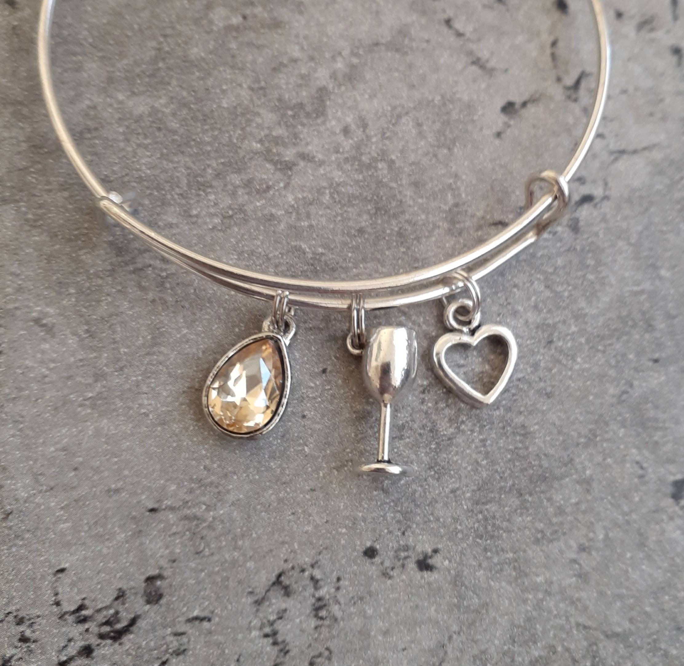 Wine glass Charm Bracelet wine Bracelet Gift for her Etsy