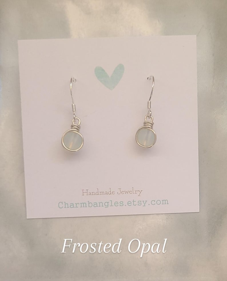 Recycled Sea glass Earrings, Beach Glass Earrings, Sterling Silver Seaglass Earrings, Huggie Hoop Blue Seaglass Earrings image 5