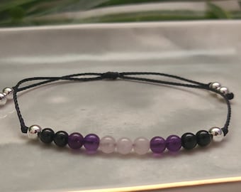 Empath Protection Bracelet, Gemstone Bracelet, Black Tourmaline, Amethyst and Rose Quartz Crystal Bracelet, Mini Gemstone Bracelet