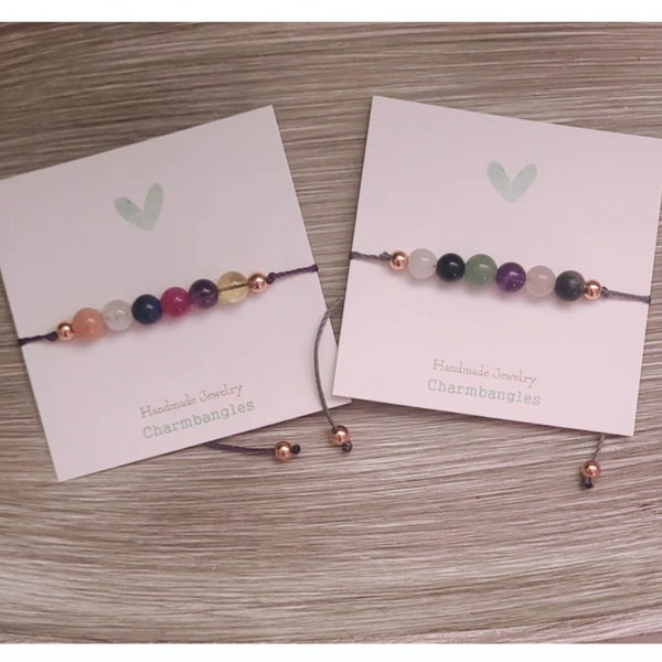 Create Your Own Crystal Bracelet, Protection Bracelet, Gemstone Bracelet, Custom Crystal Bracelet, Gemstone Adjustable Wax Cord Bracelets