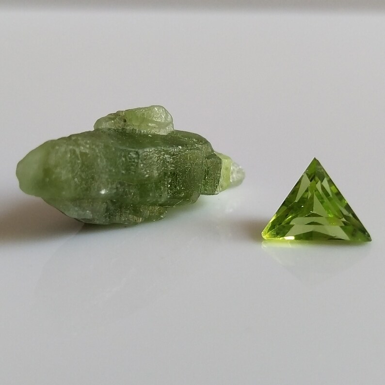 2Pcs Triangle Shape Peridot Cut Stone and Rough Peridot | Etsy