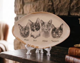 Custom Hand-Painted Pet Portrait Plate, Personalized Ceramic Keepsake (8 Inch)