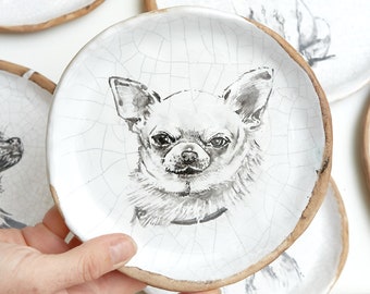 Custom Pet Portrait Ceramic Plate, Hand-Painted Animal Art Dish, Keepsake Home Decor