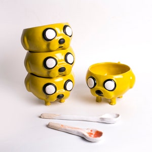 Handmade Ceramic Dog Bowl, Yellow Pottery Cup, Whimsical Ceramic Decor, Cute Collectible Pottery, Handmade Ceramic Gift, Cute Pottery Cup