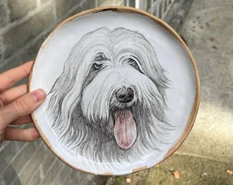 Custom Hand-Painted Dog Portrait Ceramic Plate, Personalized Pet Keepsake Dish