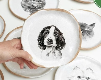 Hand Painted Pet Portrait Plate, Custom Ceramic Dinnerware, Personalized Dog Mom Gift, Custom Pottery, Food Safe Side Dish, Small Bowl