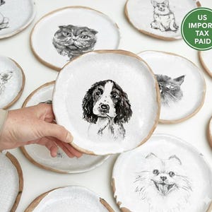 Custom Pet Portrait Plate, Hand-Painted Ceramic Dinnerware, Food Safe Dish (15 cm)