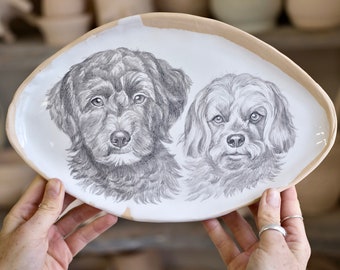 Pet portrait custom plate Personalized dish Pet lover gift Decorative Ceramic plate Custom 8 in plate Animal pet dish Dog memorial gift