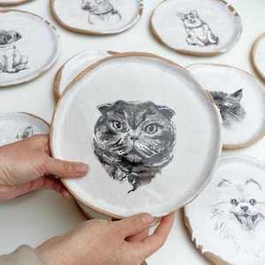 Cat ceramic plate, Cat portrait plate, Custom 8 in plate, Pet lover gift, Animal pet dish, Decorative Plate, Christmas gift