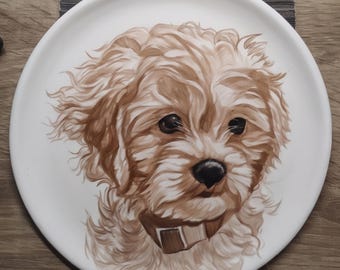 Custom Pet Portrait Ceramic Plate, Personalized Dog Painting on Pottery, Handmade Animal Lover Gift, Dog Memorial Gift, Custom Art