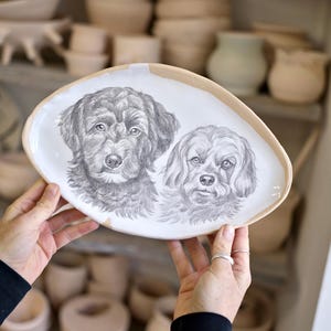 Custom Pet portrait plate, Dog ceramic plate, Custom 8 in plate, Animal name plate, Decorative plater, pet owner Christmas gift