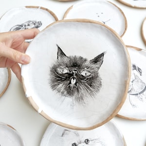 Katze Keramik Teller, Katze Porträt Platte, Custom 8 in Platte, Haustier-Liebhaber Geschenk, Tier Haustier Gericht, dekorative Platte, Weihnachtsgeschenk