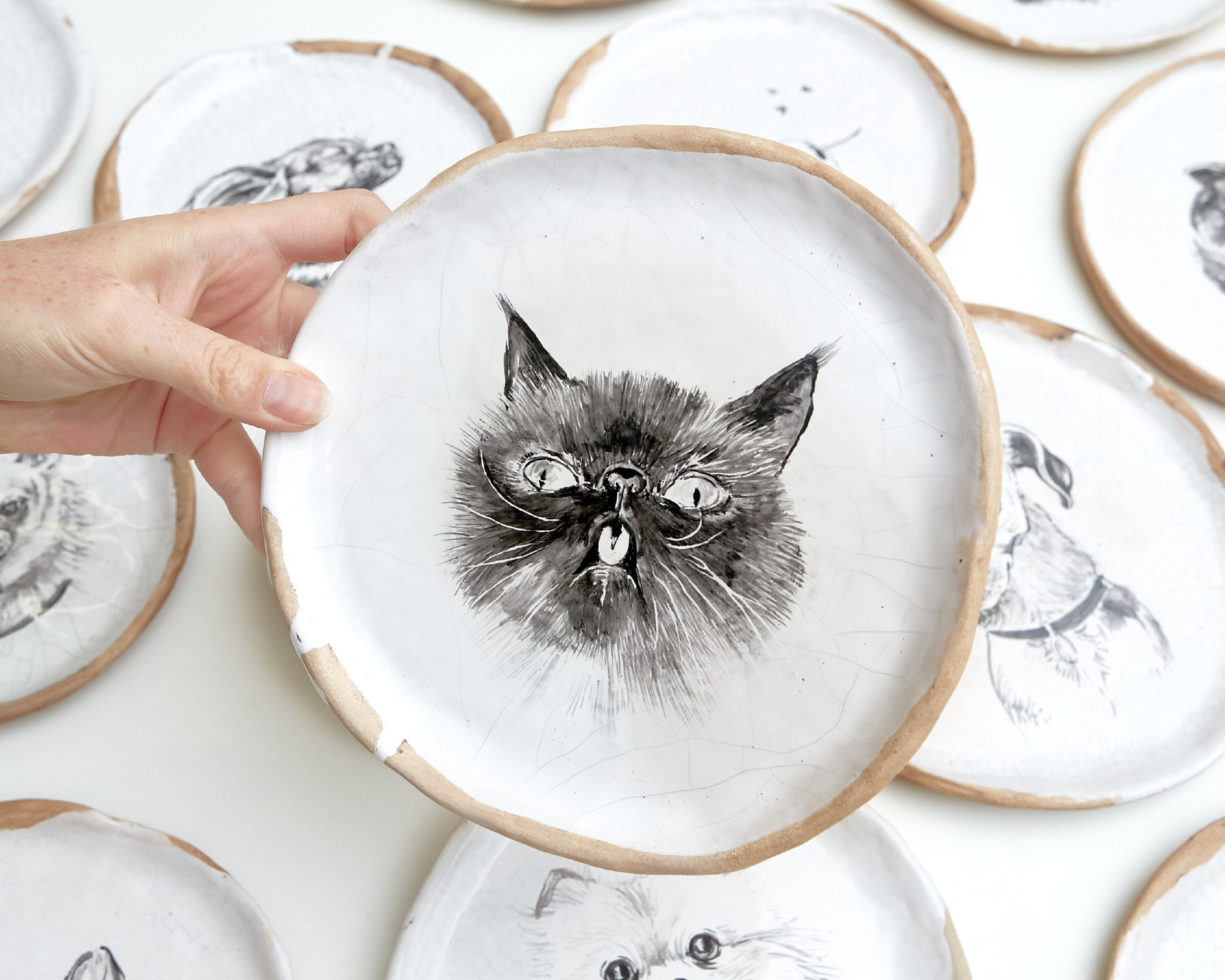 Cat Ceramic Plate Cat Portrait Plate Custom 8 in Plate Pet Lover Gift Animal Pet Dish Decorative Plate Christmas Gift Etsy