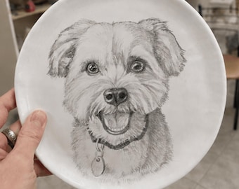 Custom Dog Portrait Ceramic Plate, Hand Painted Pet Portrait from Photo, Personalized Dog Memorial Keepsake, 13 or 19 cm Gift for Dog Lovers